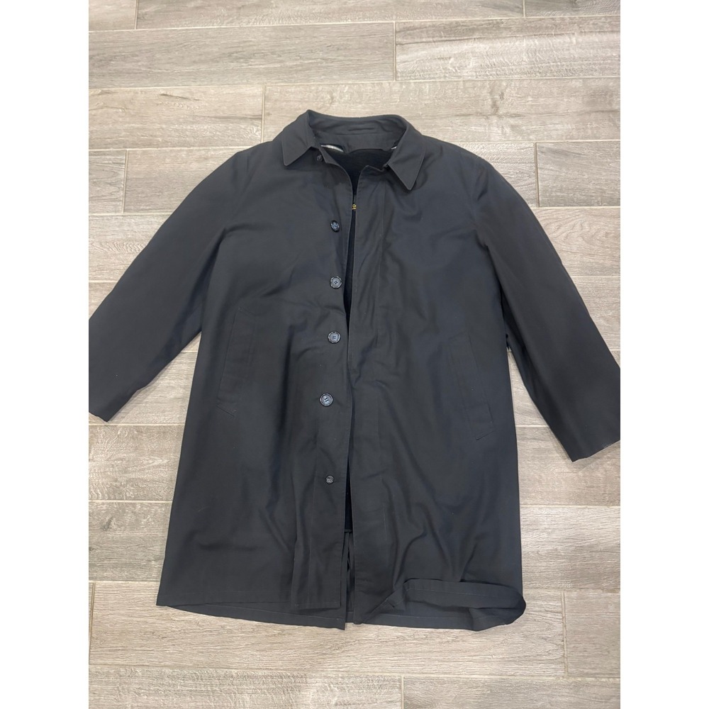 Men's Guild Crafted by Howard Black Rain Coat / Overcoat – Fleece Lined – Size L